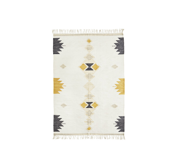 ai 131 madam stoltz matto matta puuvilla bomull valkoinen vit musta svart keltainen gul 1 kuva