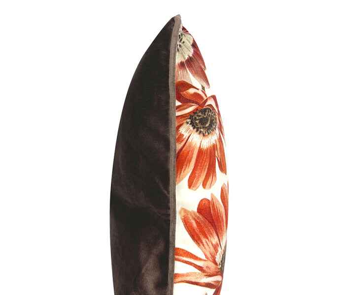 LA156 Vanilla fly flower power sametti tyynynpaallinen kuddfodral sammet kukallinen blommig ruskea oranssi valkoinen vaaleanpunainen lila orange brun vit rosa 2 kuva