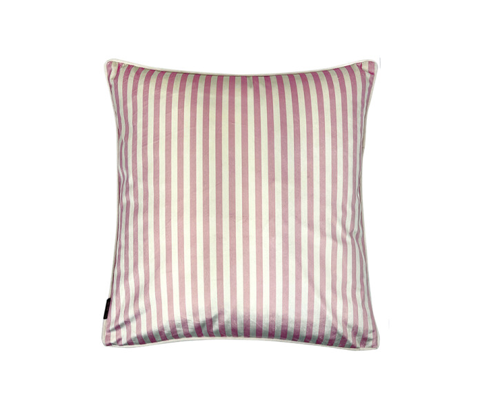 LA143 Vanilla fly pink cream strip sametti tyynynpaallinen kuddfodral sammet raidallinen randig vaaleanpunainen valkonen kerma randig ljusrod vit gradd kuva