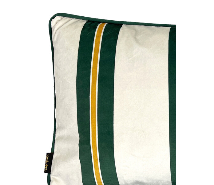 LA157 Vanilla fly green cream golden strip sametti tyynynpaallinen kuddfodral sammet raidallinen randig vihrea valkoinen keltainen gron vit gul 4 kuva