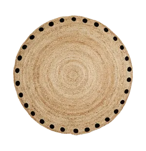 Affari Juni pyöreä juuttimatto mustat pikut reunassa 100cm kuva