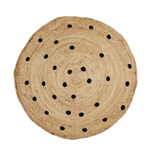 Affari Juni pyöreä juuttimatto mustilla pilkuilla 100 cm kuva