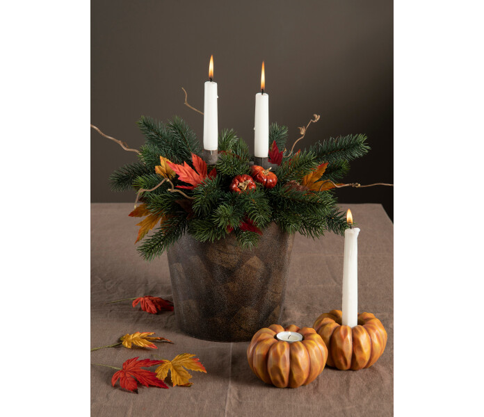 101651 A lot Decoration kurpitsa oranssi kynttilanjalka pumpa orange ljusstake kuva