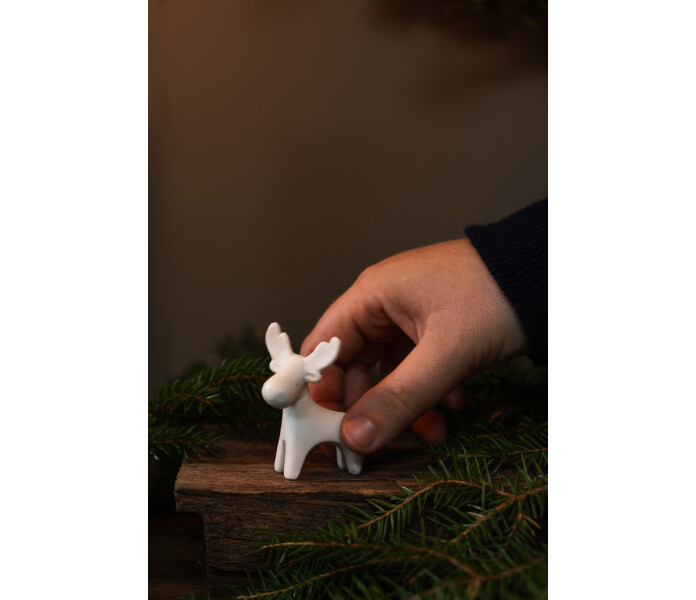 915170 storefactory IVAN alg dekoration keramiikka hirvi valkoinen joulukoriste kuva