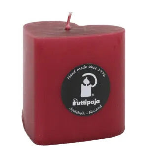 Puttipaja sydänkynttilä viininpunainen 8cm/35h kuva
