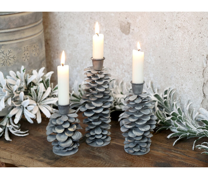 71099100 chic antique harmaa kapy kynttilanjalka grakotte ljusstake 2 kuva