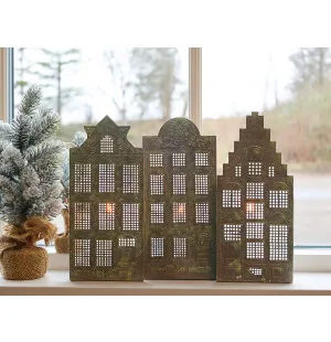 Chic Antique kynttiläalusta talon julkisivu 27 x 12 x 12.5 cm - Talo 1 kuva