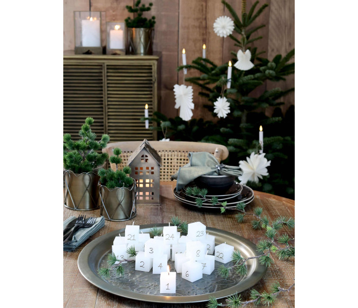 71097301 chic antique kynttila kynttilat numerot 1 24 joulukalenterikynttila valkoinen 24 kappaletta kpl kuva