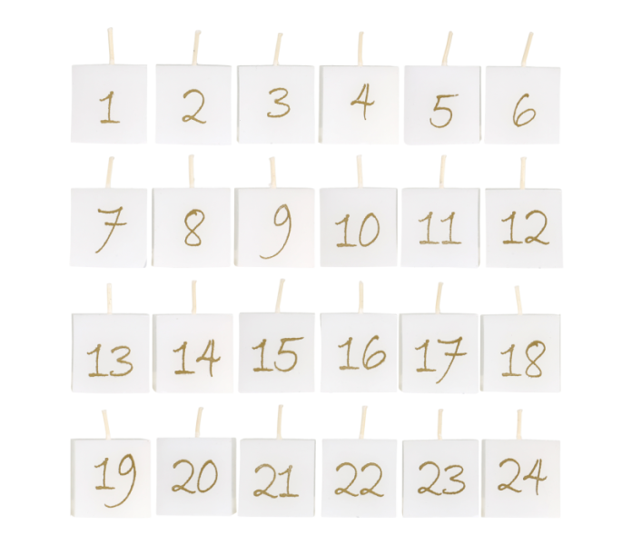 71097301 chic antique kynttila kynttilat numerot 1 24 joulukalenterikynttila valkoinen 24 kappaletta kpl kuva