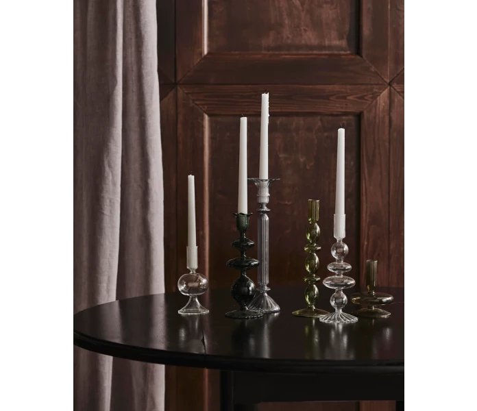 70028 Nordal Eriska kynttilanjalka ljusstake lasi glas lapinakyva musta genomskinlig svart 2 kuva