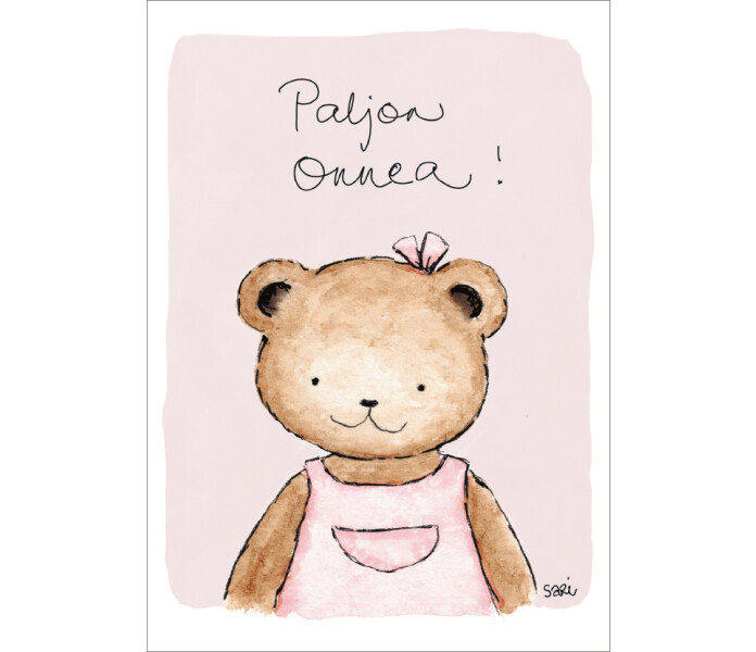 putinki saris artwork kortti onnittelukortti roosa nalle gratulationskort rosa bjorn kuva
