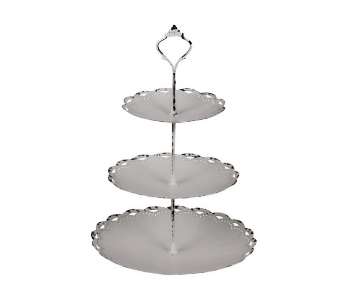 60077600 chic antique valkoinen kolme 3 kerrosvati kerrostarjotin tarjotin kolmella vadilla vaningsfat med tre brickor vit kuva