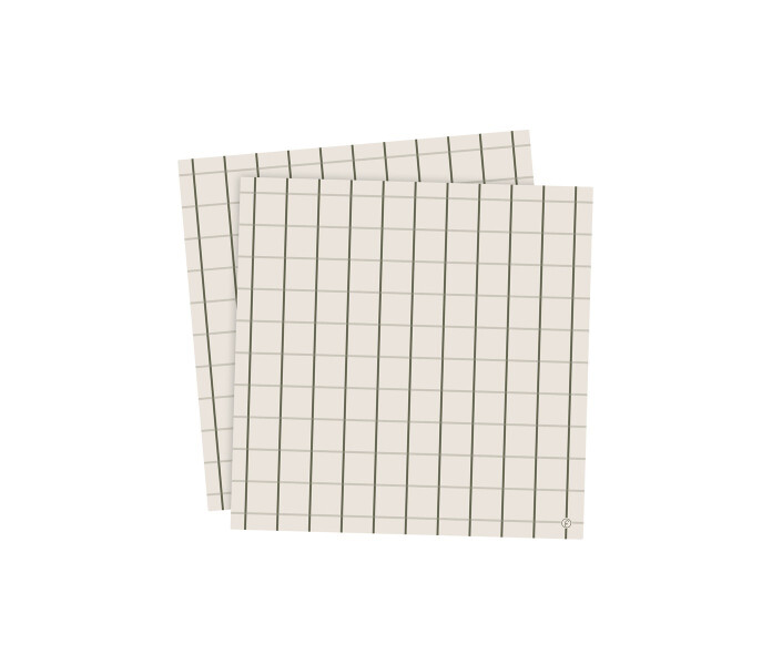 261036 ernst ruutu ruudullinen servetti lounaskoko beige vihrea 33 x 33 cm kuva