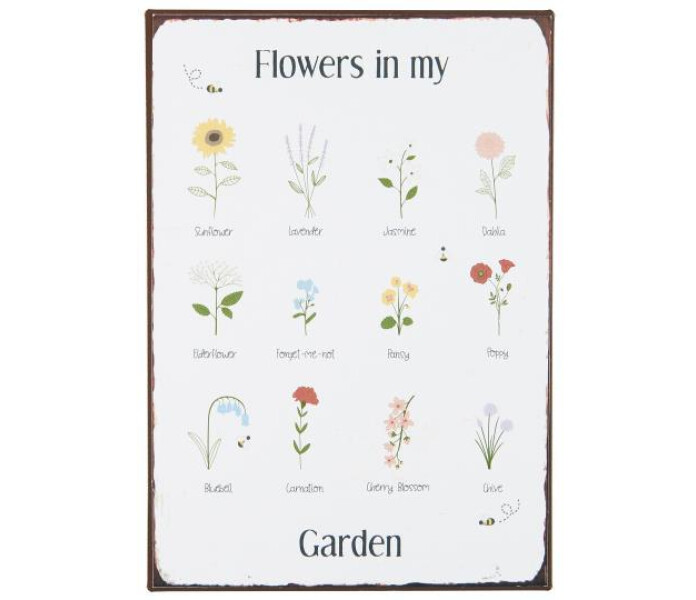70189 00 in laursen kyltti metallikyltti flowers in my garden kuva