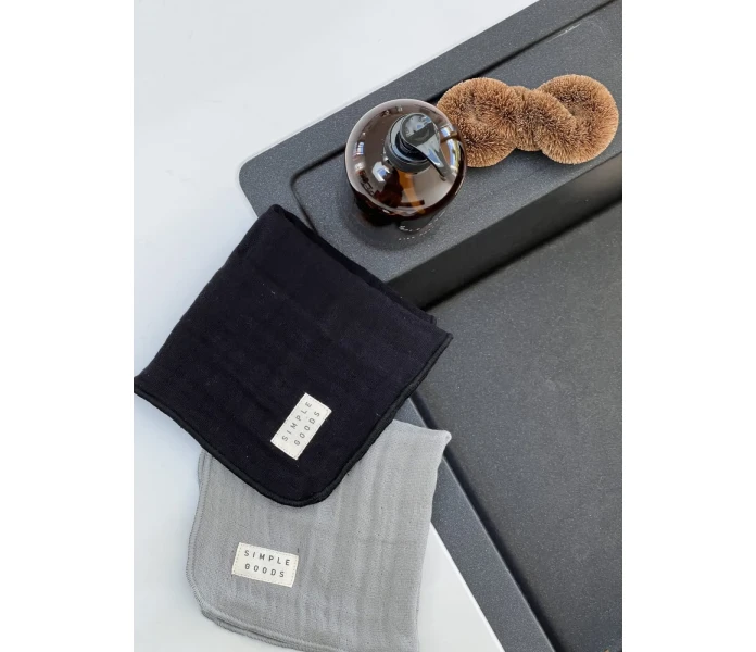 simple goods tiskiratti siivousliina puuvillamusliini harmaa musta kuva