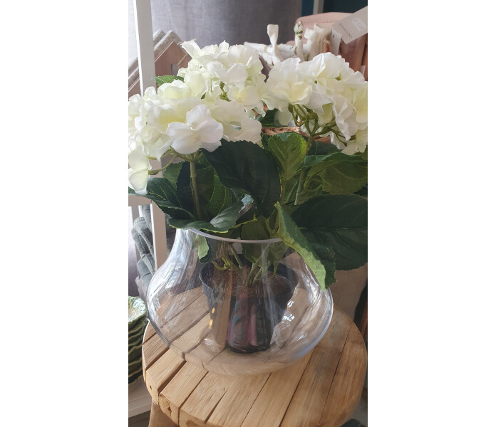 mr plant silkkikukka tekokukka koristekukka valkoinen hortensia ruukussa 2 kuva