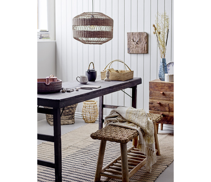 82058021 bloomingville puinen ruskea kello seinakello kierratyspuu brun klocka vaggklocka i tra atervunnen tra 2 kuva