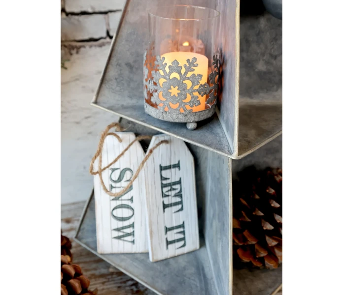 31085901 chic antique valkoinen puinen joulu kyltti let it snow 2 kuva