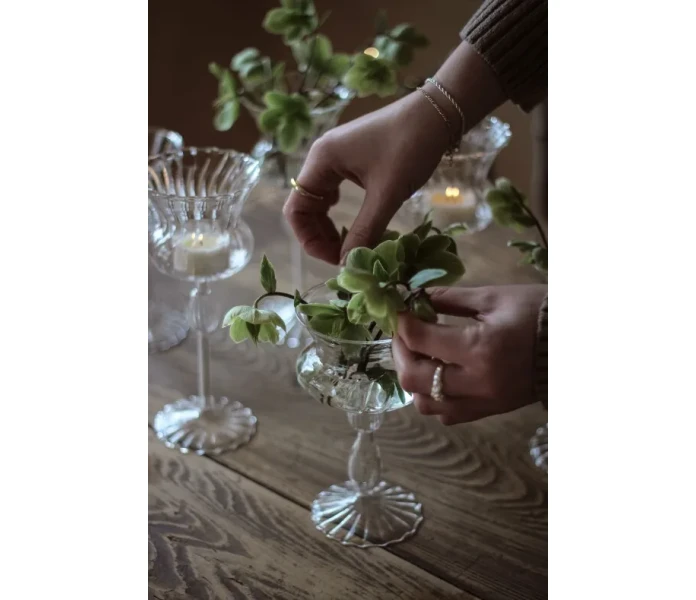 majas cottage rocaille matala lasinen lyhty tuikulle 2 kuva