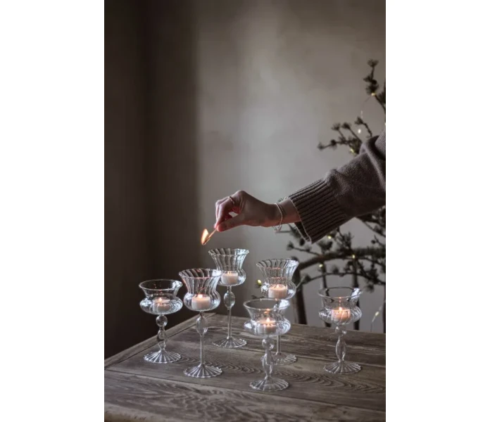 majas cottage rocaille matala lasinen lyhty tuikulle 3 kuva