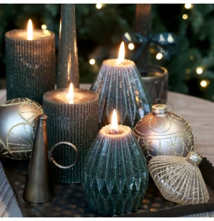 Chic Antique kynttilä vihreä glitter 9 cm  kuva