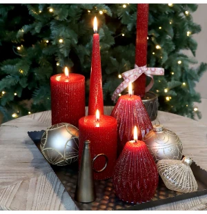 Chic Antique kynttilä tummanpunainen glitter 9 cm  kuva