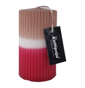 Puttipaja raidallinen kynttilä kaakao/viini 12 cm / 45 h kuva