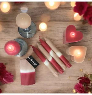 Puttipaja raidallinen kruunukynttilä kaakao / viini 20 cm kuva