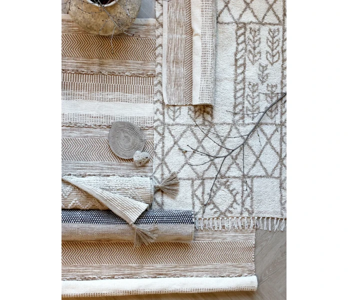 16095000 chic antique puuvilla matto ruskea hiekka valkoinen kuviollinen 70 x 150 cm kuva