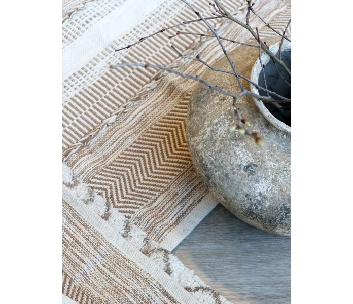 16095000 chic antique puuvilla matto ruskea hiekka valkoinen kuviollinen 70 x 150 cm jpg 1 kuva