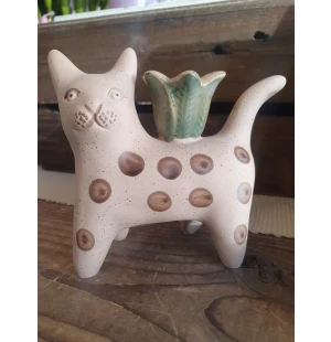 Bloomingville Mamie kynttilänjalka - kissa ruskeilla pilkuilla kuva