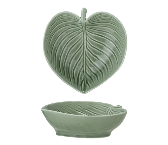 82051101 bloomingville savanna vihrea lehden muotoinen kulho 1 kuva