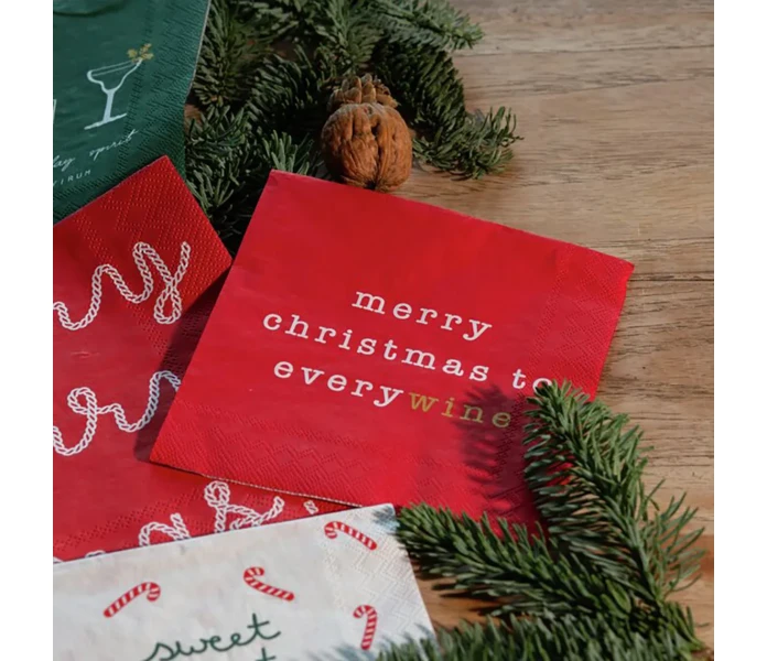 92716 rader cocktailservetti servetti punainen 25 x 25 cm 2 kuva