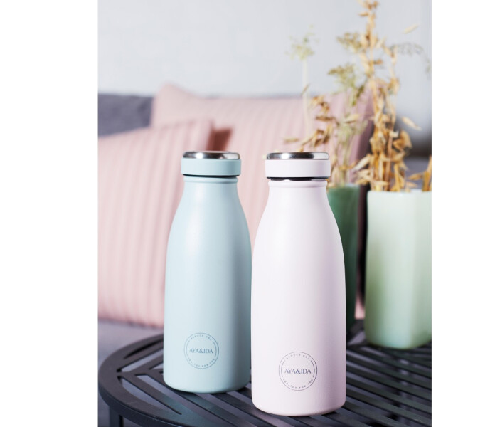 aya ida mini termospullo juomapullo minttu mintun vihrea roosa termosflaska dricksflaska mintgron gron rosa 350 ml 2 kopio kuva