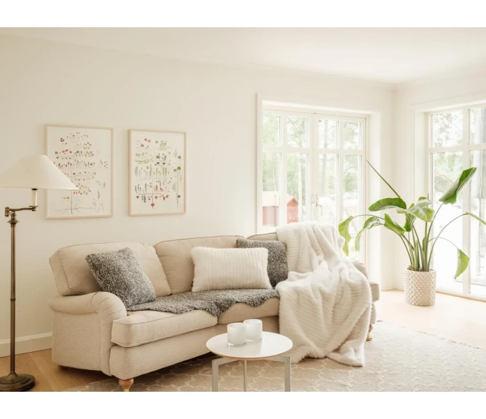 kf3221401 skinnwille grace blanket ivory keinoturkis tekoturkis turkisjaljitelma luonnonvalkoinen valkoinen karva torkkupeitto 3 kuva