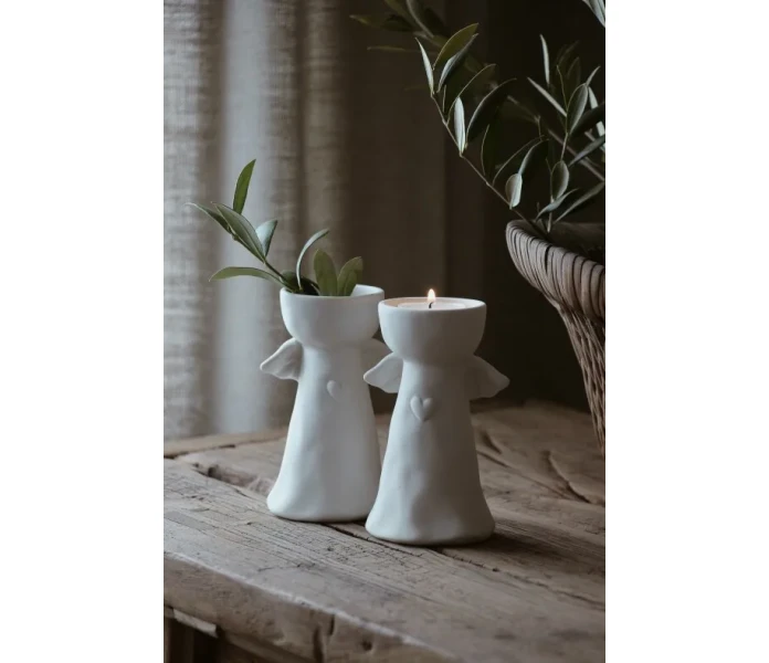 majas cottage enkeli tuikkulyhty maljakko valkoinen 13 cm kuva