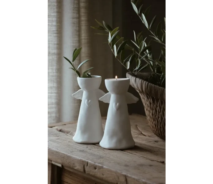 majas cottage enkeli tuikkulyhty maljakko valkoinen 16 cm kuva