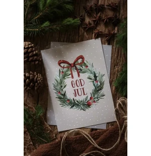 Majas Cottage joulukortti - God Jul (kranssi) kuva