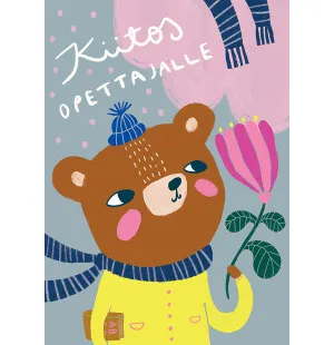 Putinki Mira Mallius postikortti karhu - Kiitos opettajalle kuva