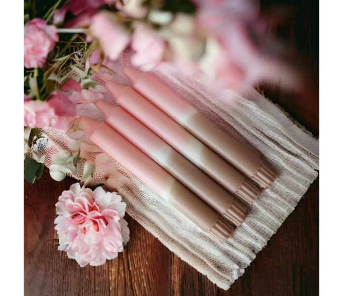 puttipaja dip dye raidallinen kynttila kruunukynttila raitakynttila vaaleanpunainen ruskea kaakao 20 cm 2 kuva