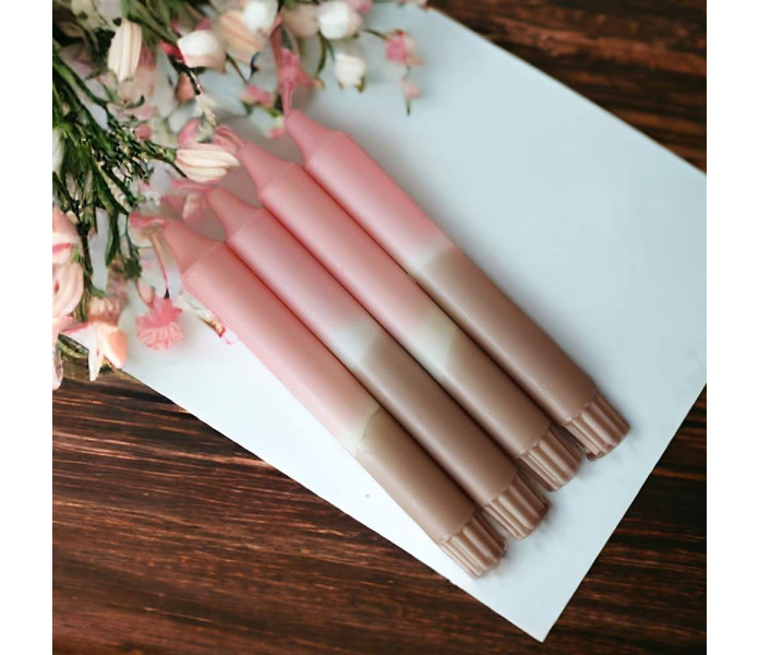 puttipaja dip dye raidallinen kynttila kruunukynttila raitakynttila vaaleanpunainen ruskea kaakao 20 cm kuva