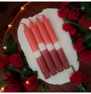 Puttipaja raidallinen kruunukynttilä punainen / viini 20 cm kuva