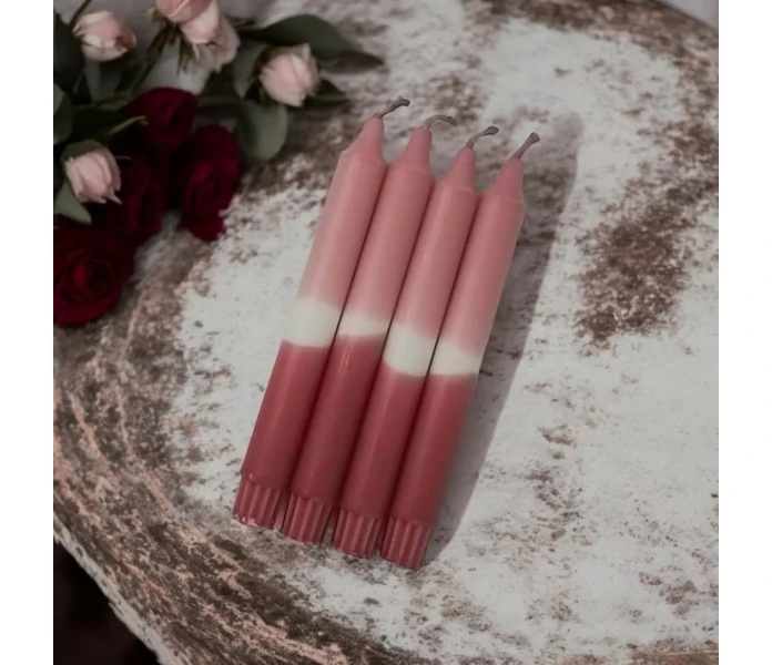 puttipaja raidallinen kruunukynttila vanha roosa kuva