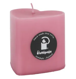 Puttipaja sydänkynttilä vanha roosa 8cm/35h kuva