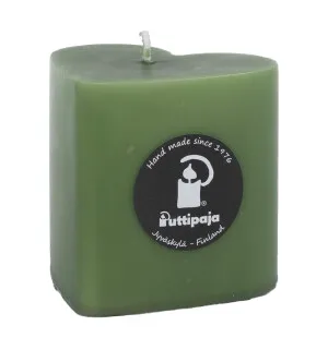 Puttipaja sydänkynttilä sammaleenvihreä 8cm/35h kuva